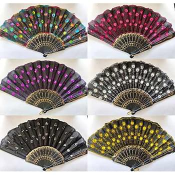 Wholesale Colorful Fans with Sequins Assorted