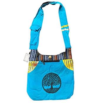 Wholesale Turquoise Front zipper Pocket Tree Of Life Hobo Bag