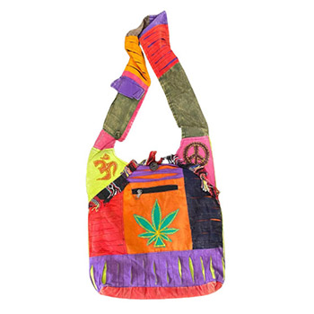 Wholesale Peace Sign Marijuana Leaf Front Zipper Hobo Bag