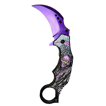 Karambit Tactical Spring Assist Knife Purple