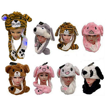 Wholesale Long Plush Animal Hats with Flapping Ears Light up