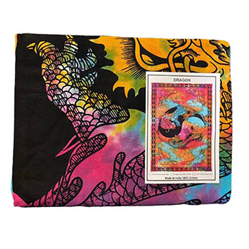 Yingyang tie dye dragon tapestry
