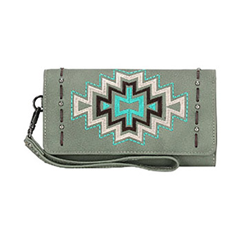 Montana West Aztec Collection Western Buckle Wallet GN