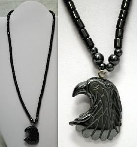 Magnetic hematite necklace eagle