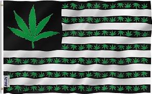 Green American Leaf Marijuana Flag