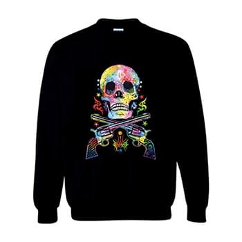 Wholesale Black Sweat Shirts Skull & Gun XXL