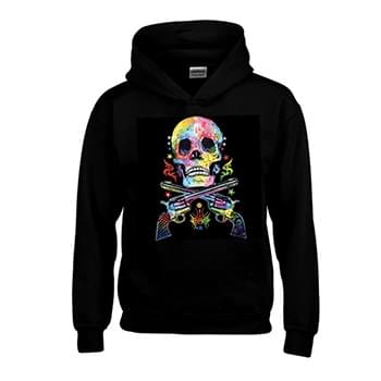 Wholesale Black Hoodie  Skull & Gun