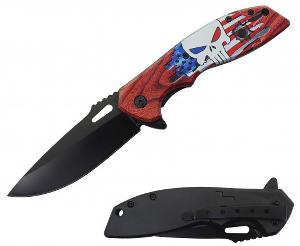 Skull Assisted Knife w/ABS Handle 8.25" overall