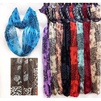 Wholesale Light Weight Infinity Scarves with Leopard and Roses