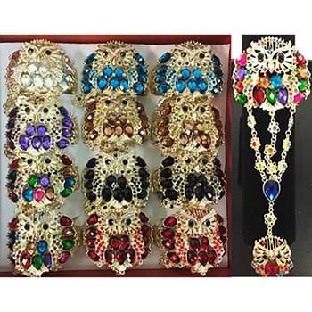 Wholesale Fancy Bangle with Large Owl Design and Ring Assorted