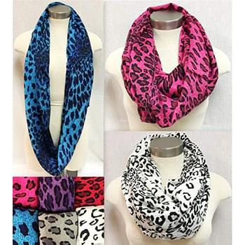 Wholesale Leopard Print Infinity Circle Scarves Assorted