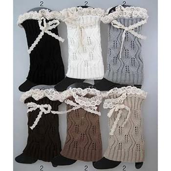 Wholesale Knitted Boot toppers leg warmers with Lacey Bows
