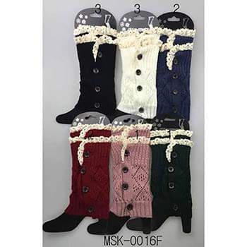 Wholesale Knitted Boot Topper Double Lace Top with buttons