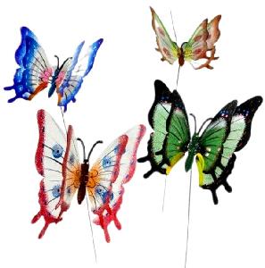 Yard Stake Butterfly with Double Springing Wings