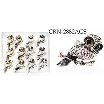 Wholesale Rings Single Owl on a Branch with Rhinestone