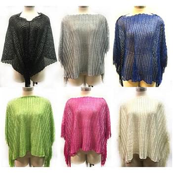 Wholesale Solid Color Knitted Poncho Shoulder Fringe