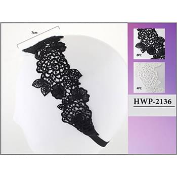 Wholesale Black & White Rose Design Lace Head Wrap