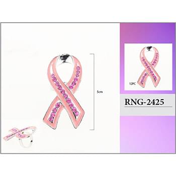 Wholesale Breast Cancer Pink Ribbon Rhinestone Ring