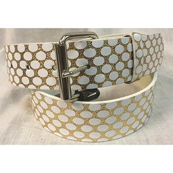 Wholesale Gold Belt, white spot PU Fashion belt