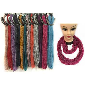 Wholesale Light Weight Infinity Scarves with Leopard and Sequins