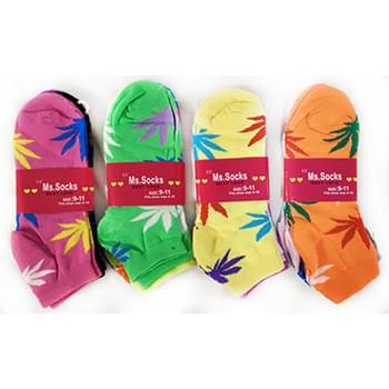 Wholesale Women Socks with Marijuana Leaves Assorted Colors