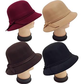 Wholesale Women Lady Cloche Hat with Hat Band Assorted Colors