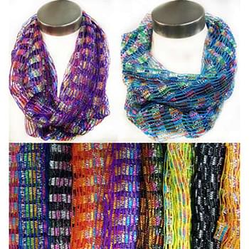 Wholesale Fish Net Open Thread MultiColor Infinity Circle Scarves