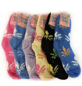 Warm Soft Fuzzy Socks with Marijuana Leaf Assorted