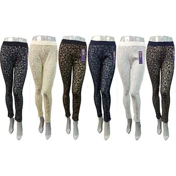 Wholesale Flower Lace Legging Assorted Colors One Size