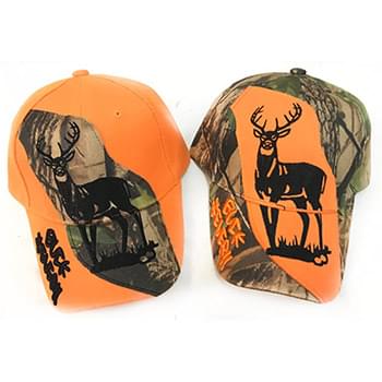 Wholesale Adjustable Baseball Hat Orange Camo Buck Fever