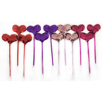 Wholesale Double Sided Sequins Heart Pen Assorted Colors