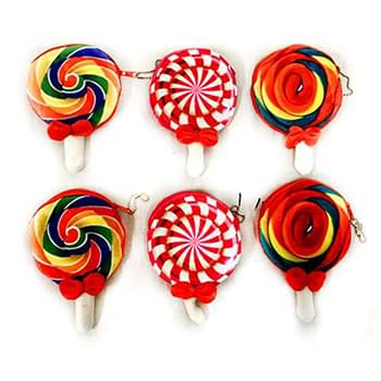 Wholesale Lollipop Shaped Coin Purse with Zippers Assorted Colors
