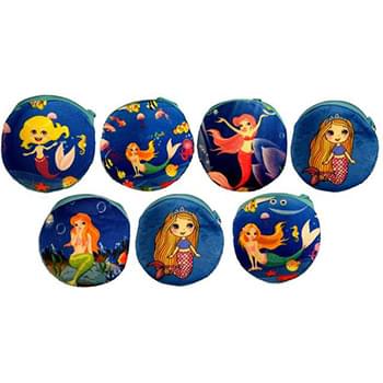 Wholesale Round Cartoon Mermaid Coin Purse Assorted