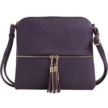 Wholesale Fashion Purse with Tassel & Adjustable Long Strap Purple