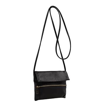 Wholesale Fashion Crossbody Sling Purse with Front Zipper Black