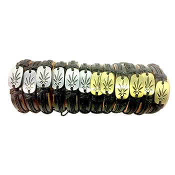 Wholesale Marijuana Leaf style Faux Leather bracelet