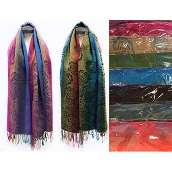 Wholesale Large Pashmina Multicolor with Rose Print Assorted