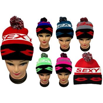 Wholesale Knitted Beanie Hat SEXY Pom Pom