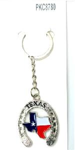Texas Flag Horseshoe Keychain