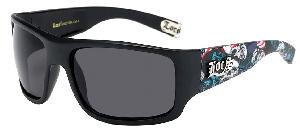 THICK SHINY BLACK FRAME WITH SKULL PRINT TEMPLE UNISEX SHADES