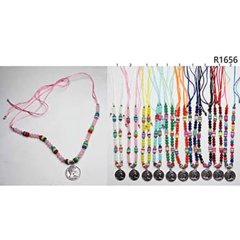 Wholesale Beaded Necklace with Coin Medallion Assorted Colors
