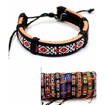 Wholesale Embroidered Pattern Faux Leather Bracelet