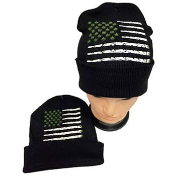 Wholesale Marijuana Flag Winter Beanie Hat
