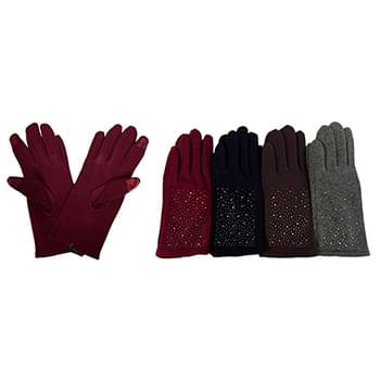 Wholesale Winter Touch Gloves Rhinestone with Fleece Lining