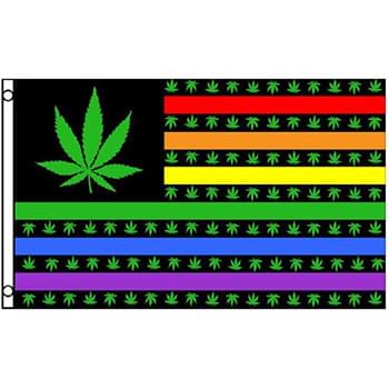 Wholesale 3'x5' Rainbow Marijuana Leaf Pattern Flag