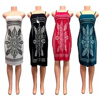Wholesale Cultural Pattern Spaghetti Strap Summer Dresses