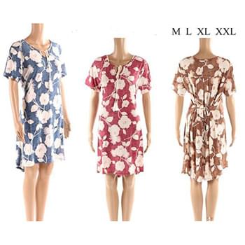 Wholesale Short Sleeve Floral Tie Front and back Dresses
