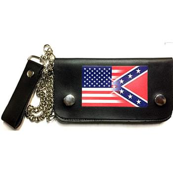 Wholesale 6.5" USA/Confederate Blended Leather Biker Wallet