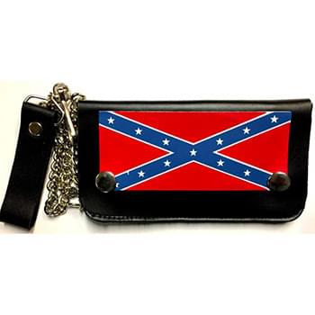 Wholesale Rebel / Confederate Flag Leather 6.5inch biker wallet