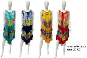 Wholesale Plus Rayon Tie Dye Umbrella Dress